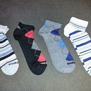 Copper Fit Men's Argyle and Striped Socks - Black, Gray, Blue, Red